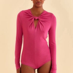 Farm Rio Long Sleeve Knot Bodysuit Size XXS